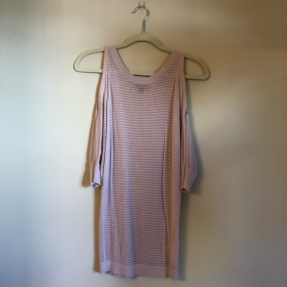 EXPRESS pink open knit cut out sleeve sweater size extra small - Picture 7 of 8